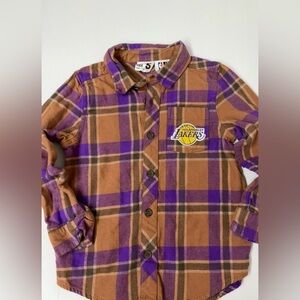 NBA Lakers Kids Purple and Brown Checkered Shirt